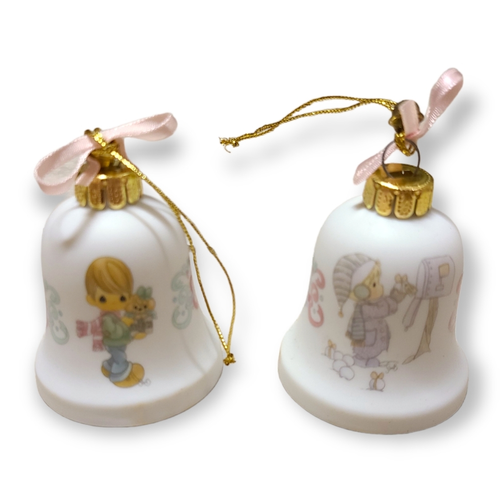 Precious Moments Set of 2 Porcelain 1997 Brighten Up Christmas Bells